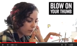 Blow on your thumb to curb anxiety.